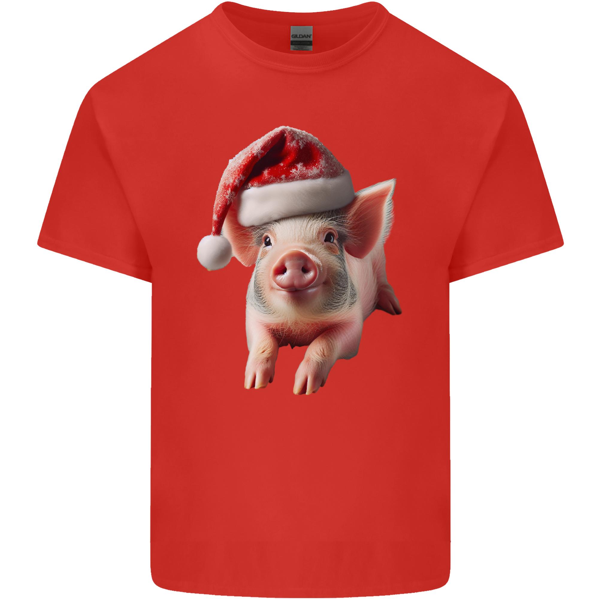 Christmas Pig Wearing Xmas Hats Piglets Unisexs Light Cotton TShirt S