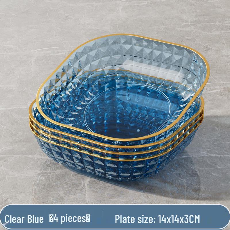 Transparent Gold Rim Fish Bone Dish Holder Set, Easy To Clean, Multipurpose for Living Room