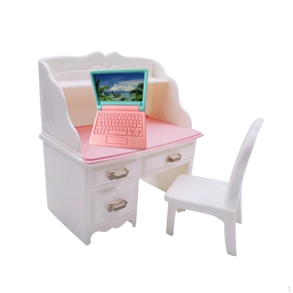 1/12 Dollhouse Desk Chair Set Table Simulation Notebook Decoration Accessories for Living