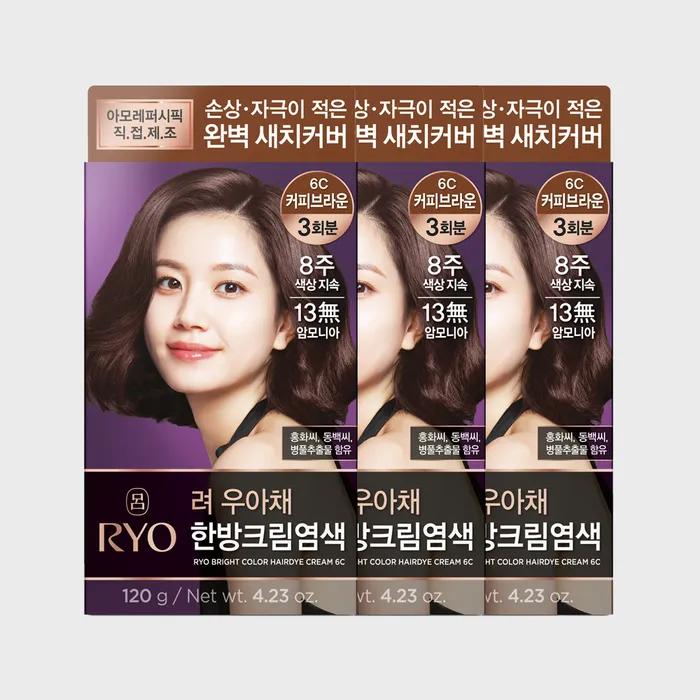 Uachae Herbal Cream Hair Dye 6C Coffee Brown 3 Pack
