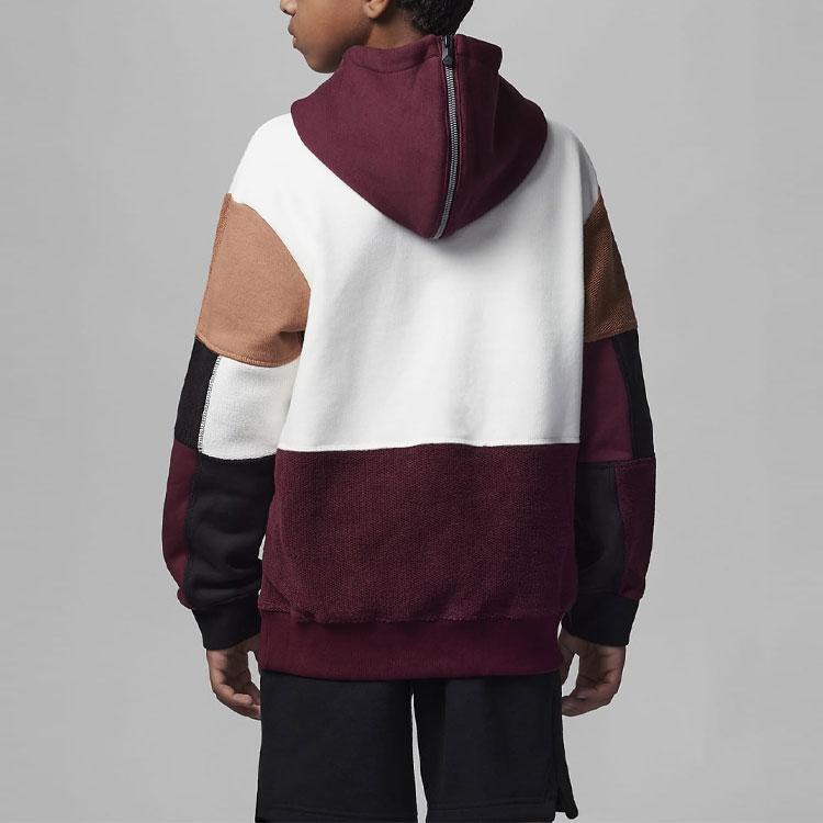 Jordan Flight Heritage Color Block Logo Print Hoodie Kids hoodies Cherry-Wood-Red FD9365-628