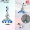 Blue Fine Luminous Firefly Pendants Copper Genuine Bead Fits Genuine Charm Bracelets Bead Jewellery Gift For Women