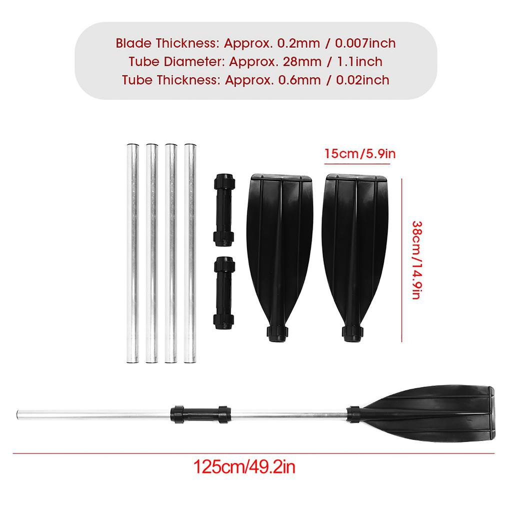 125cm 49.2in Abnehmbare Schwimmfähige Ruder Aluminiumlegierung Paddel Doppelseitig Tragbar für Boot Kajak Floß Kanu