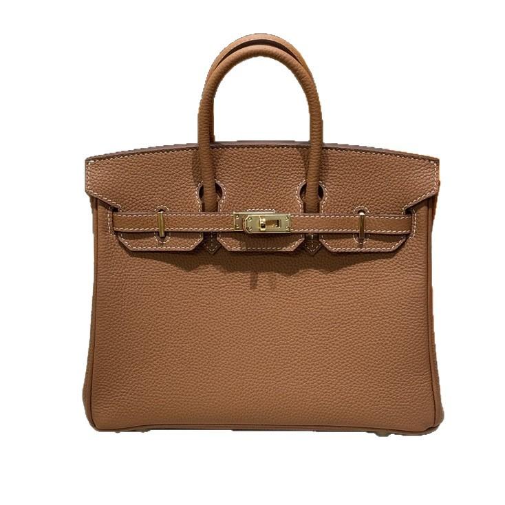 Goldene Schnalle Silberne Schicht Rindsleder Togo-Leder Platin Tasche (togo-2530BK)