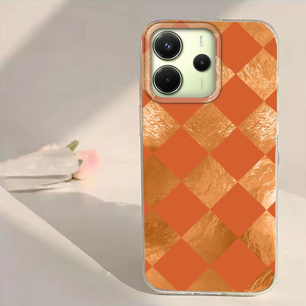Schwarze karierte Gitter Handyhülle für Xiaomi Redmi Note 14 13 12 11 11S 10 10S 9 Pro 15C 9C 13C 14C A3 A3X 9C A1 15 Hülle