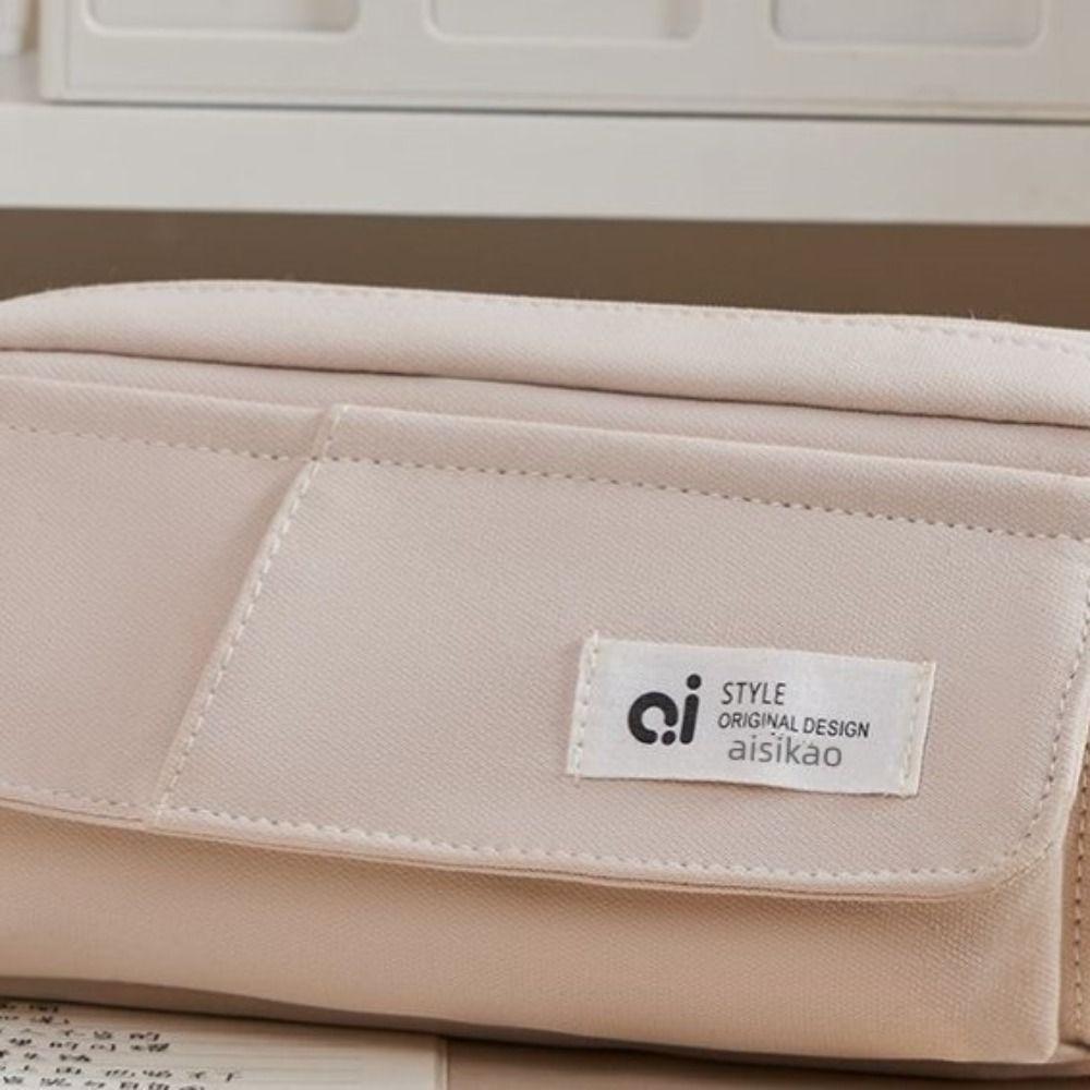 Multi-layer Simple Pencil Pouch Large Capacity Gel Pen Organizer Simple Student Pencil Case Gift