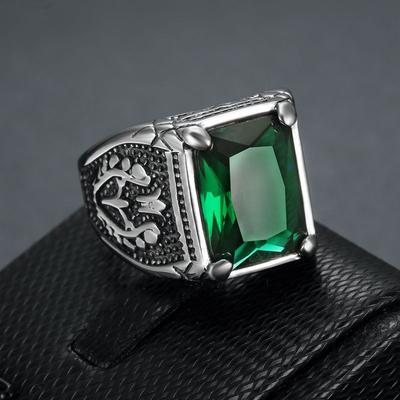 Mode Edelstahl Retro Geometrische Herren Ring Kristall Männlichen Schmuck Hohe Qualität Geschenk für Freund