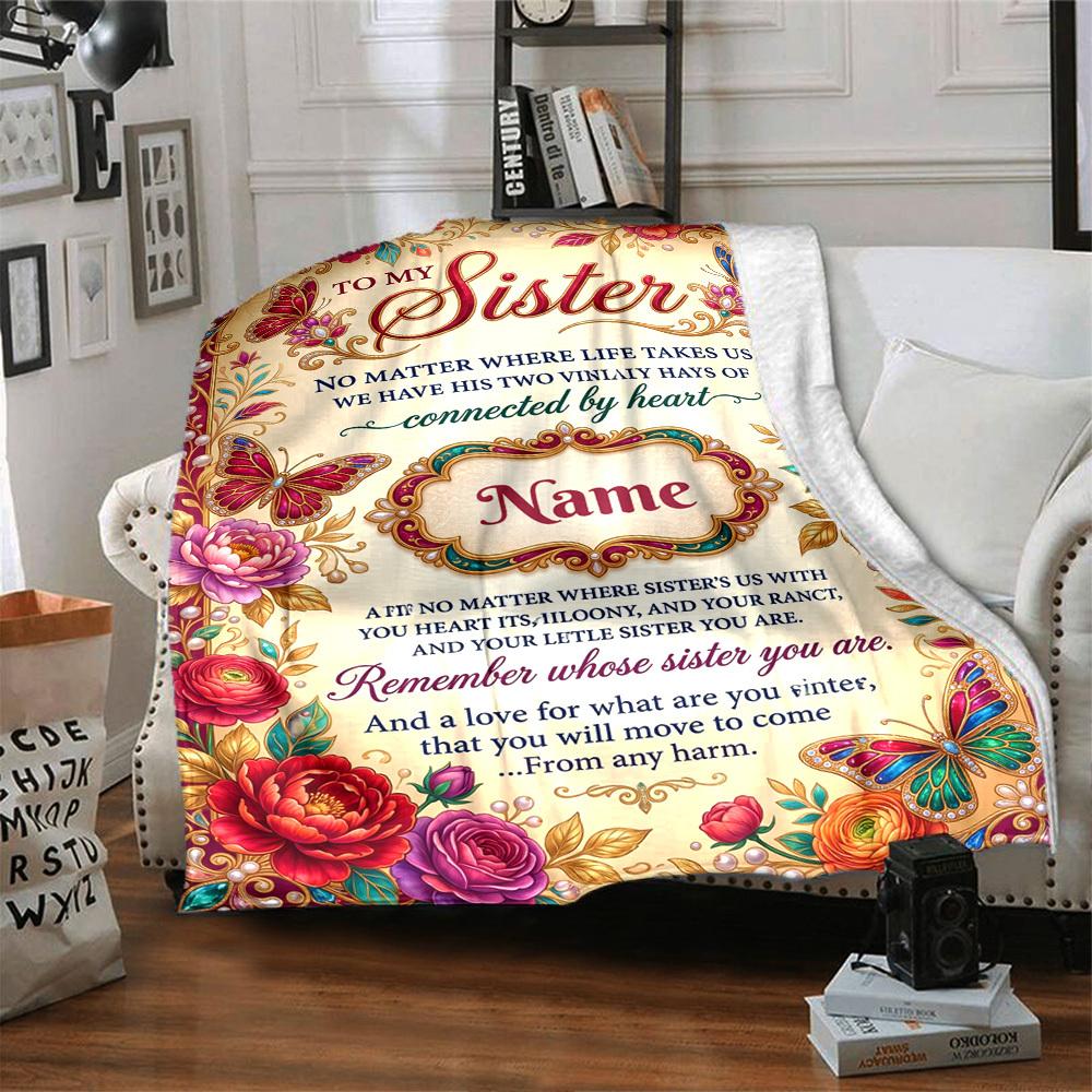 Sisterhood Through Butterflies Personalized Name Blankets Soft And Comfortable Against The Skin Naps And The Office A Wonderful Gift For Friends