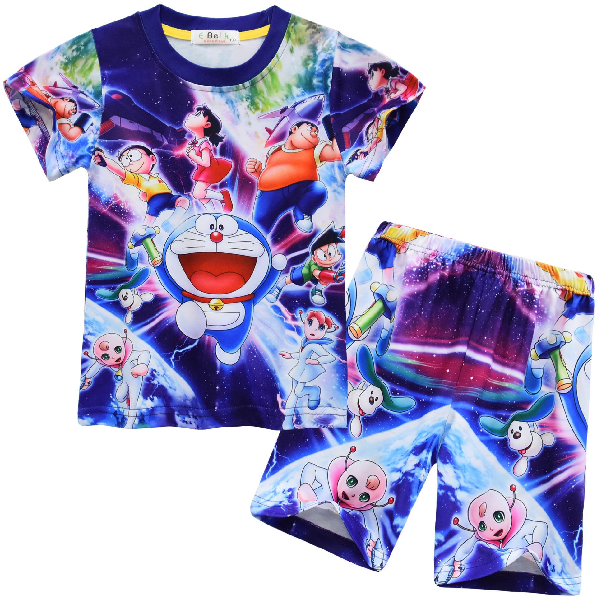 Spring Children, Cartoon Digital Printing Set, Children S Short-Sleeved Loungewear Set 9051 110