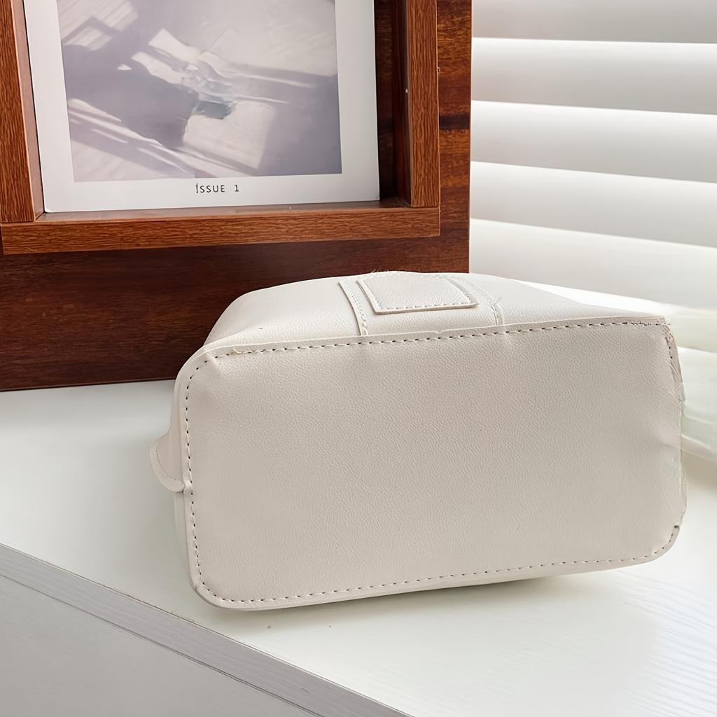 Borsa a Spalla a Tracolla da Donna Moda Pelle PU Secchiello Tote Versatile Piccola Cartella Quadrata Retro Borsetta Casual da Pendolare con Cinghia a Catena