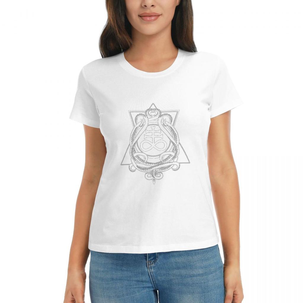 Women TShirt Satanic Cross Leviathans Cross And Tentacles Short Sleeve Tees Round Neck Cotton T Shirts Clothes Tops Streetwear