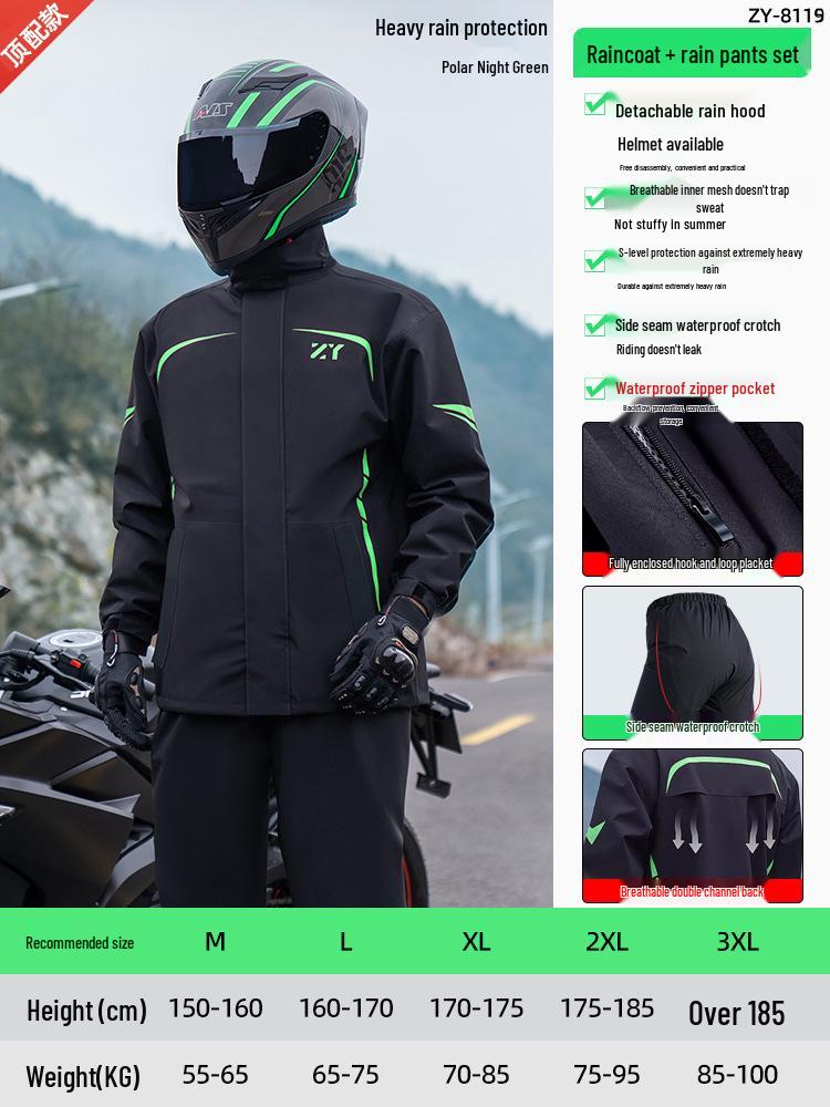 Qi An Ga Mian Adult Reflective Waterproof Cycling Raincoat and Pants Set