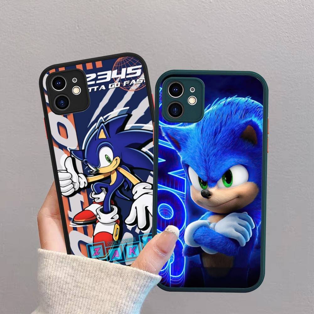 Game Sonic Movie Anime For IPhone 16 15 14 13 12 11 Pro Max X XS MAX Plus Translucent Black Phone Cover