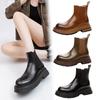 Leather BV Retro Fashion Cigarette Boots Women's Thick-soled Heightening Women's Martin Boots Women's Boots 25 Autumn and Winter New Short Boots