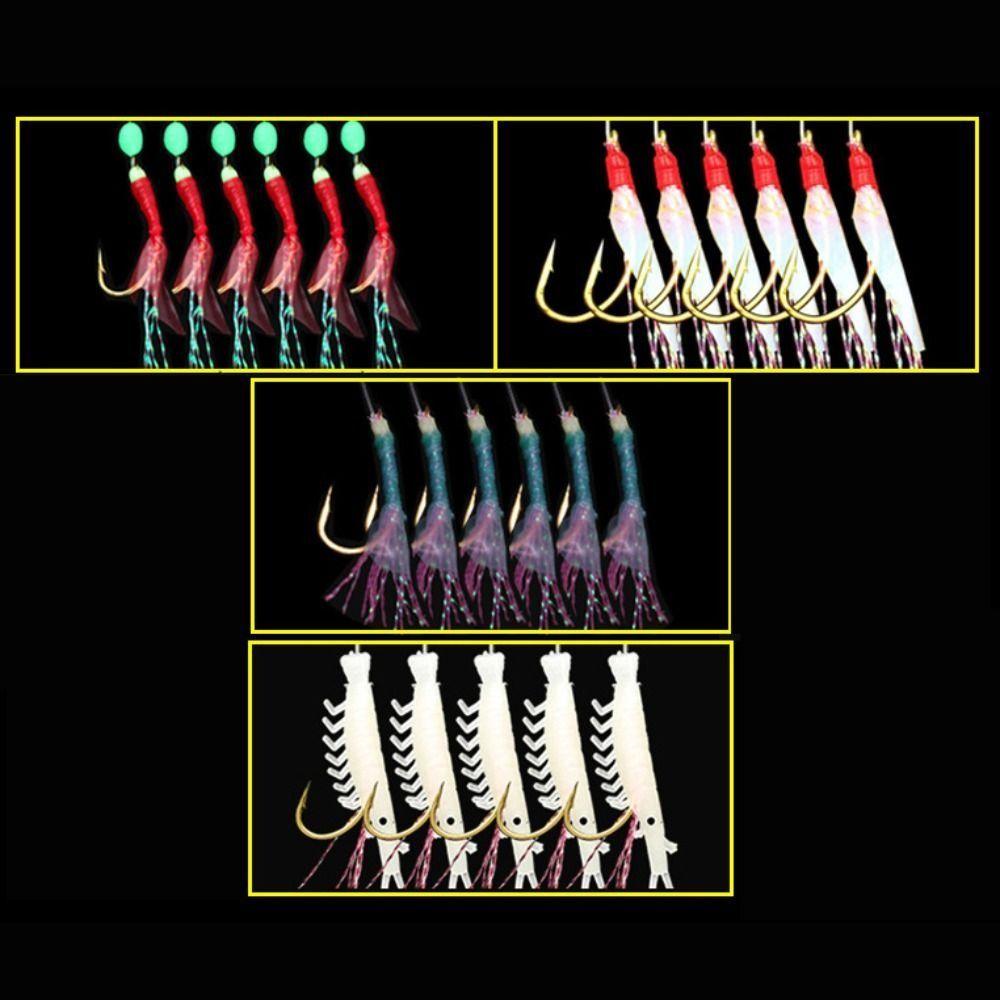 Colorful Sabiki String Golden Hooks Rubber Gang Tackles Baits Fishing Tinsel Carp  Saltwater
