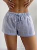 Women's Striped Elastic Waist Tie-Up Casual Summer Shorts - Available in Multiple Colors