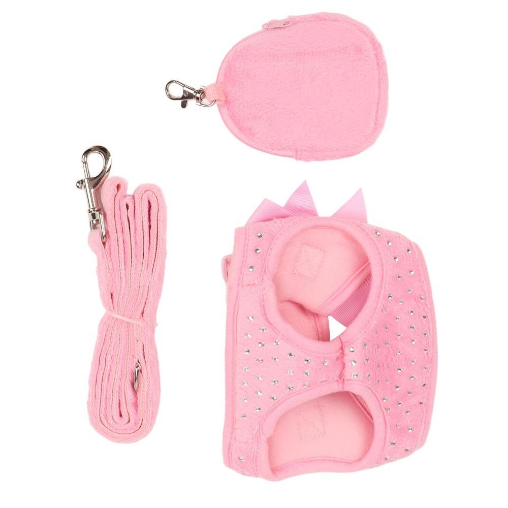 Weiches Hundegeschirr Unifarben Rosa Stabiles Band Hundeleine Set Flexibles Band Hautfreundlich Katzenleine Set Tägliches Gassi gehen