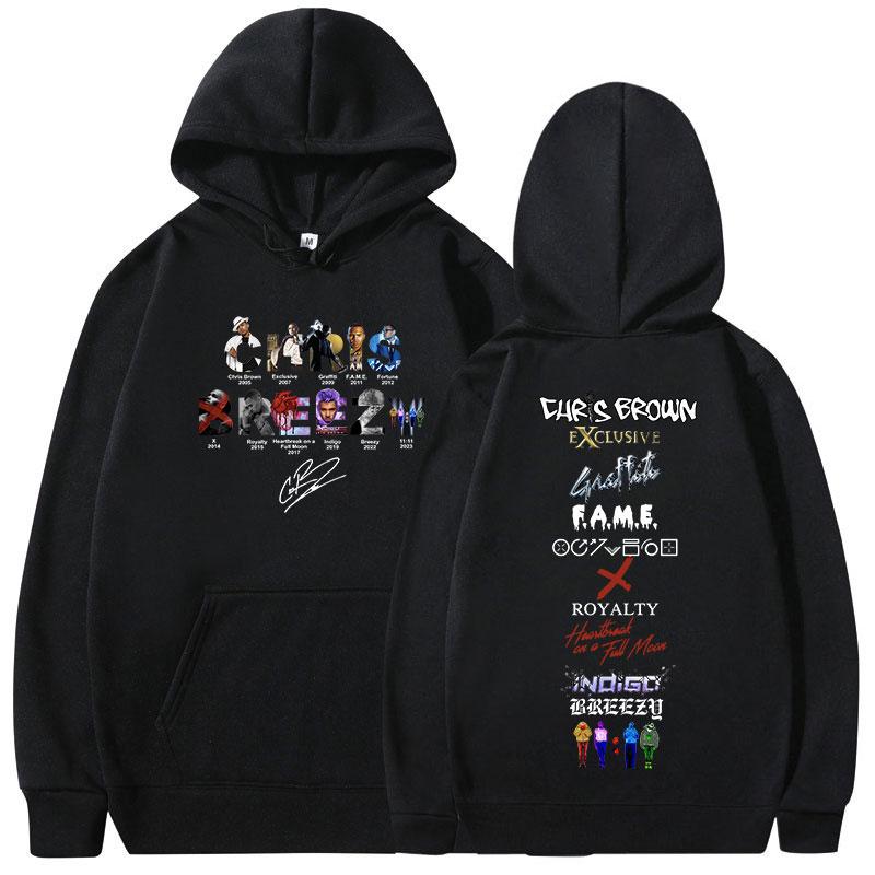 

Rapper Chris Brown Breezy Hoodies 11:11 Tour 2024 Hooded Sweatshirts Unisex Harajuku Long Sleeve Pullovers Fans Gift Streetwear 3XL