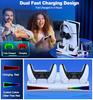 PS5 Slim Stand with 6-Color RGB Lights, PS5/PS5 Slim Controller Charging Stand, Simultaneous Charging of 2 Controllers, 3-Stage Cooling, PS5 Disc/Digi