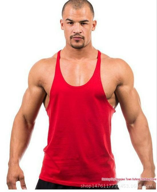 Herren Basic Baumwolle Ärmelloses Bodybuilding Weste XXL red