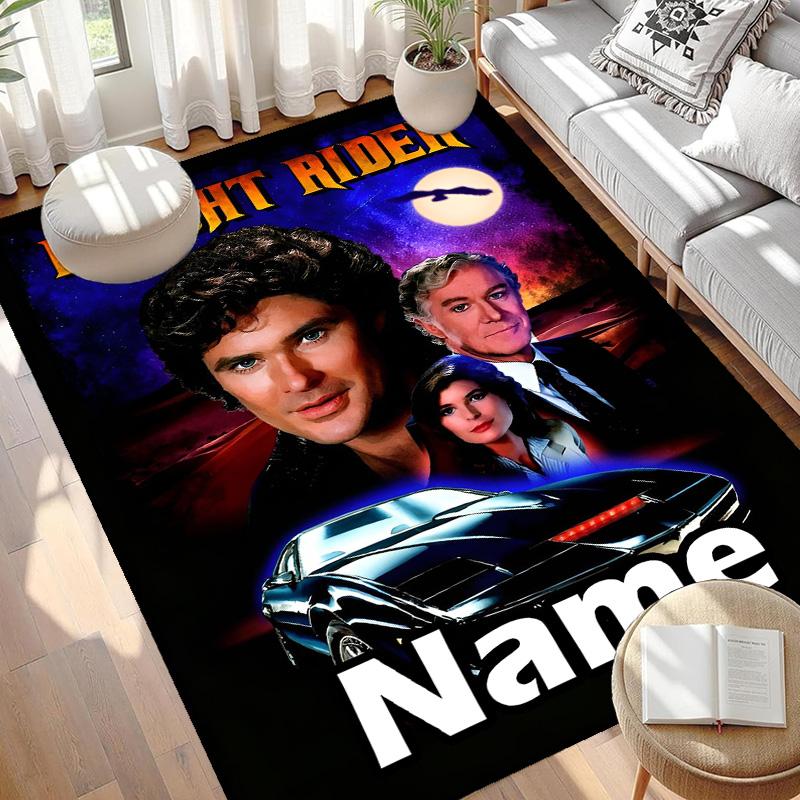 Custom Name Personalized Knight Rider Print Carpet, Versatile Home Decor Rug, for Playroom, Apartment, Balcony, Entryway, Hallway Gift