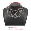 Women Hip Hop Punk Style Exaggerated Necklace Metal Texture PU Heart Jewelry Trendy Cool Personality Clavicle Necklace Jewelry