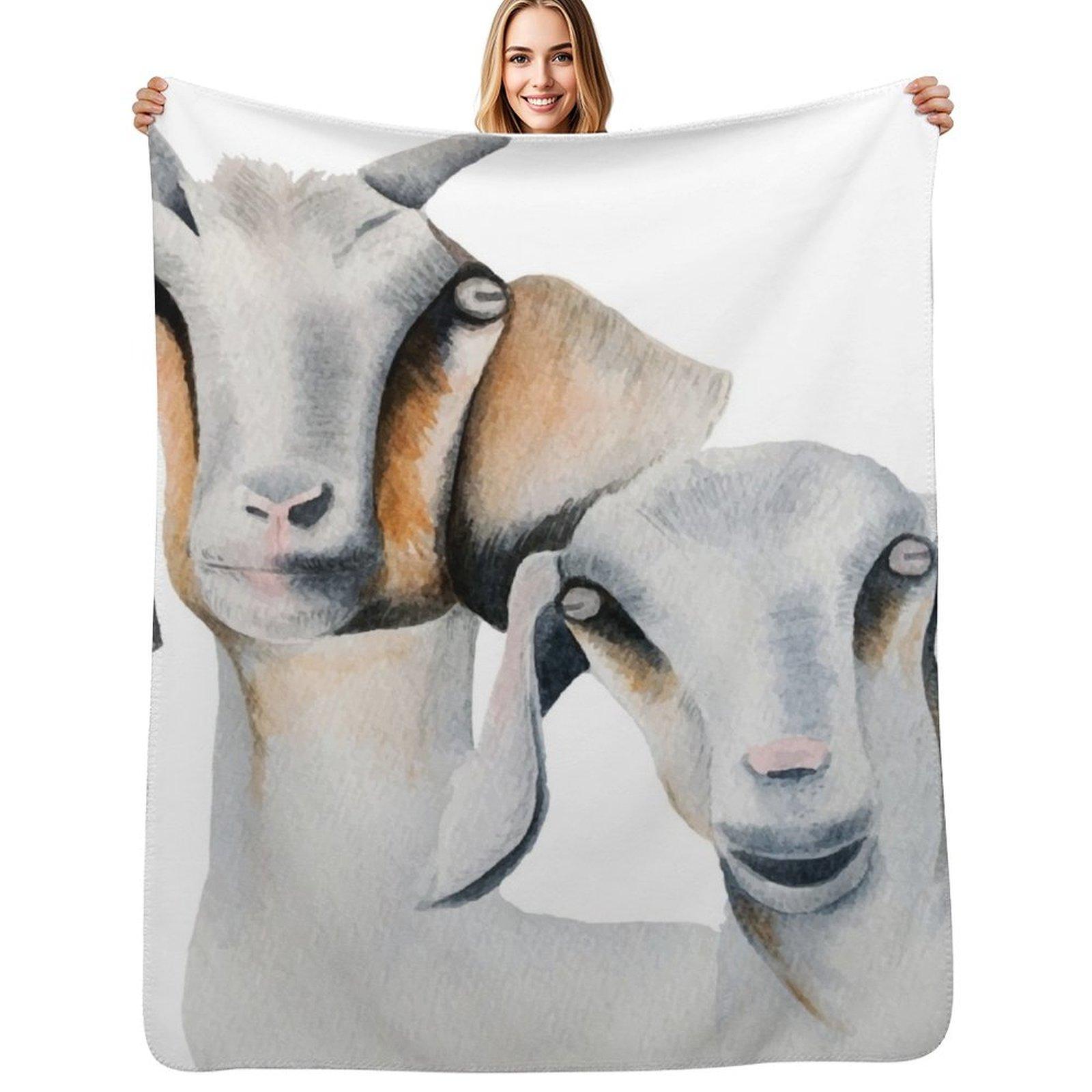 Goat and goat Throw Blanket Air Conditioner Soft Blanket for Office Home Size: 75*100cm, Weight: 230 GSM