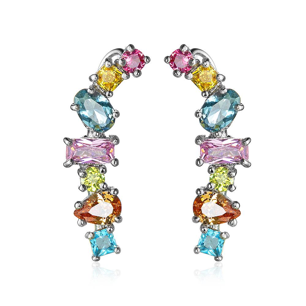 Copper-Inlaid Colored Zircon Earrings for Women - New Creative Fashion Statement Jewelry