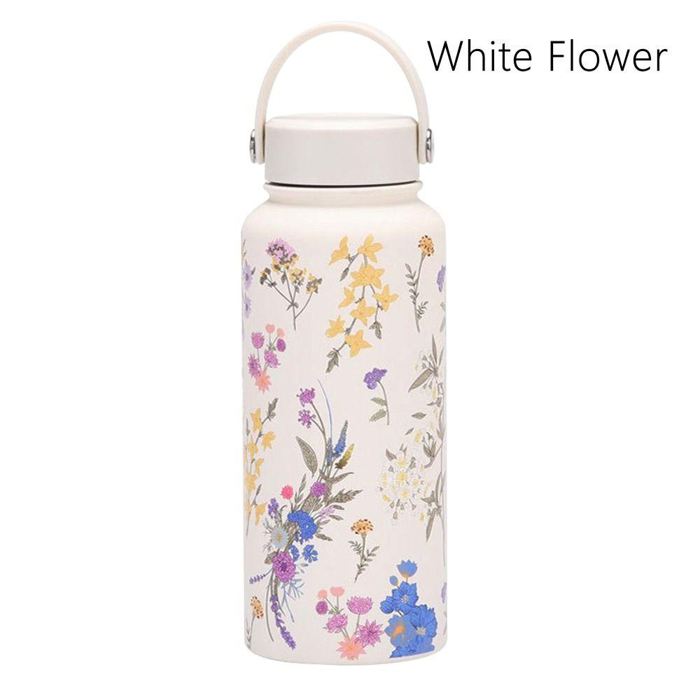 1L Capacity Stainless Steel Vacuum Cup Stainless Steel Material Printed Design Portable Sports Kettle Large Capacity