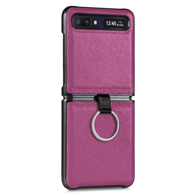 Drop Protection Finger Ring Leather Case For Samsung Galaxy Z Flip 3 Flip4 Flip 4 Flip3 5g Matte Cover For Samsung Z Flip3 Cases
