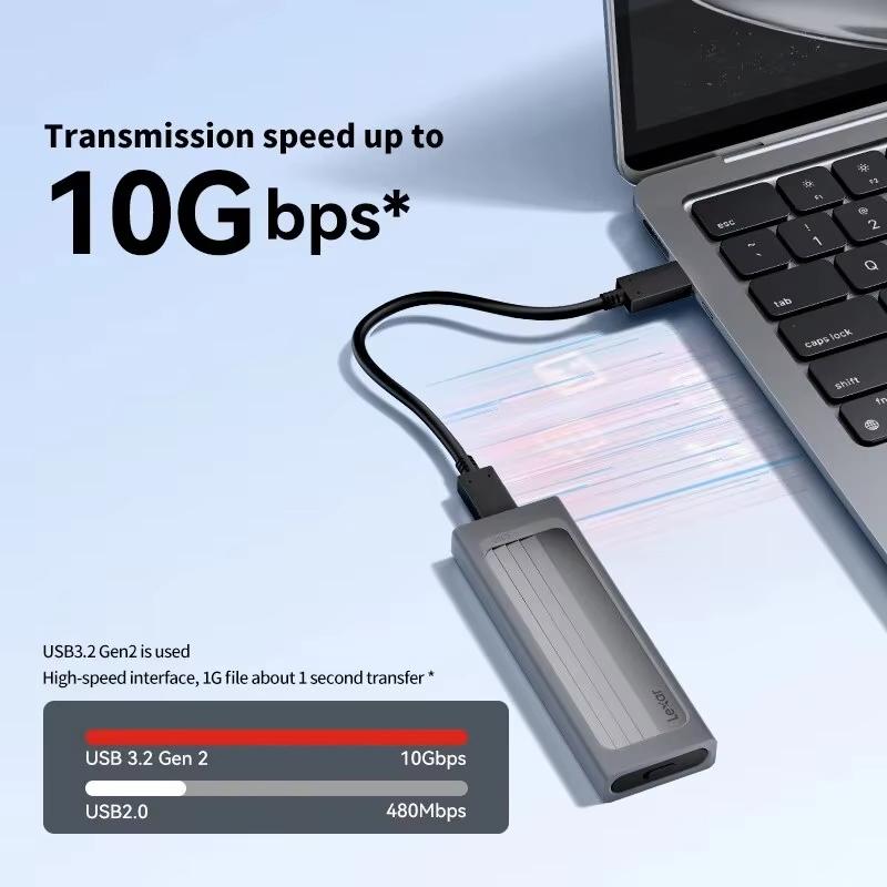 Lexar M.2 NVMe SSD Gehäuse 10Gbps USB 3.2 Gen 2 Typ-C Externes Festplattengehäuse SSD-Leser, Mobile Solid State Disk Box, Unterstützt NVMe SSD bis zu 4TB