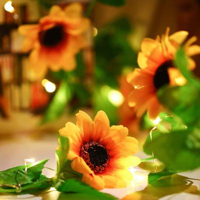 20 lucine a forma di stringa di girasole a LED, luci di vite alimentate a batteria USB, luci a foglia di ghirlanda di Natale per le vacanze di nozze