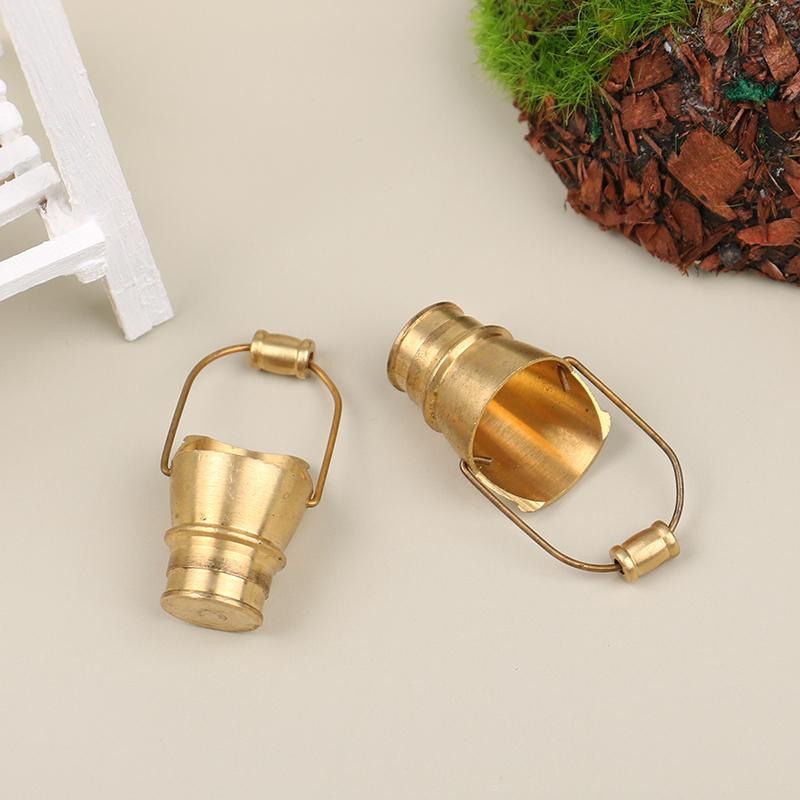 1:12 Dollhouse Miniature Simulation Brass Bucket Model DIY Home Decoration Accessories