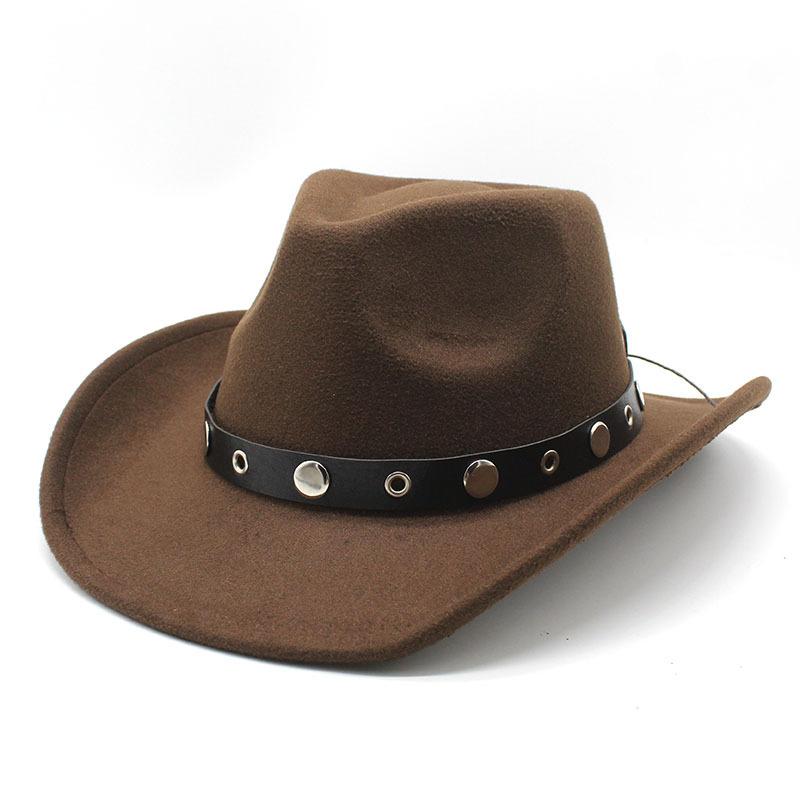 Western Cowboy Hat Off-White Men'S Ladies Outdoor Travel Hat Riding Hat Wool Top Hat Sunscreen Cowoy Hat