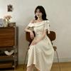 Style Polka Dot A Line Dress With Cinched Waist For Adult Women Spring