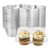 A96I-50PCS 2 Compartment Cupcake Containers Clear Cupcake Boxes Airtight Stackable Cupcake Holders Cupcake Containers