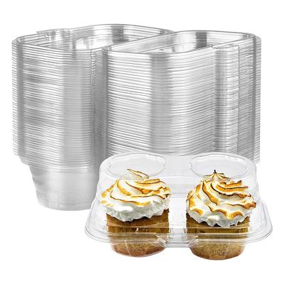 A96I-50PCS 2-Fächer Cupcake-Behälter Klare Cupcake-Boxen Luftdichte Stapelbare Cupcake-Halter Cupcake-Behälter