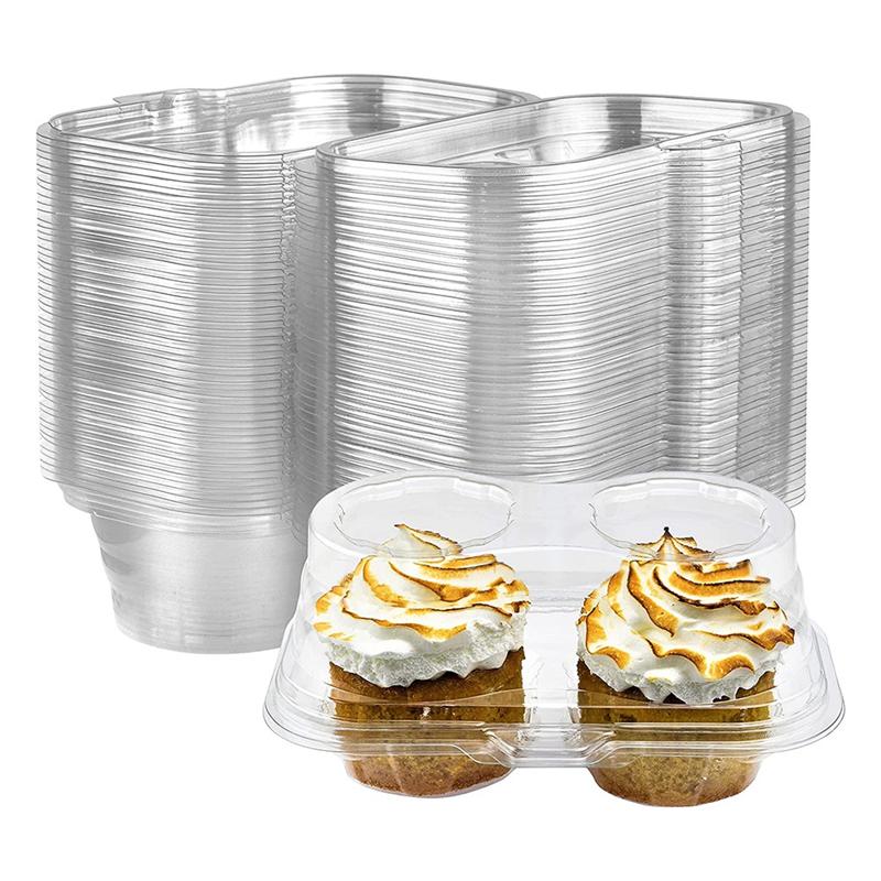 A96I-50PCS 2 Compartment Cupcake Containers Clear Cupcake Boxes Airtight Stackable Cupcake Holders Cupcake Containers прозрачный