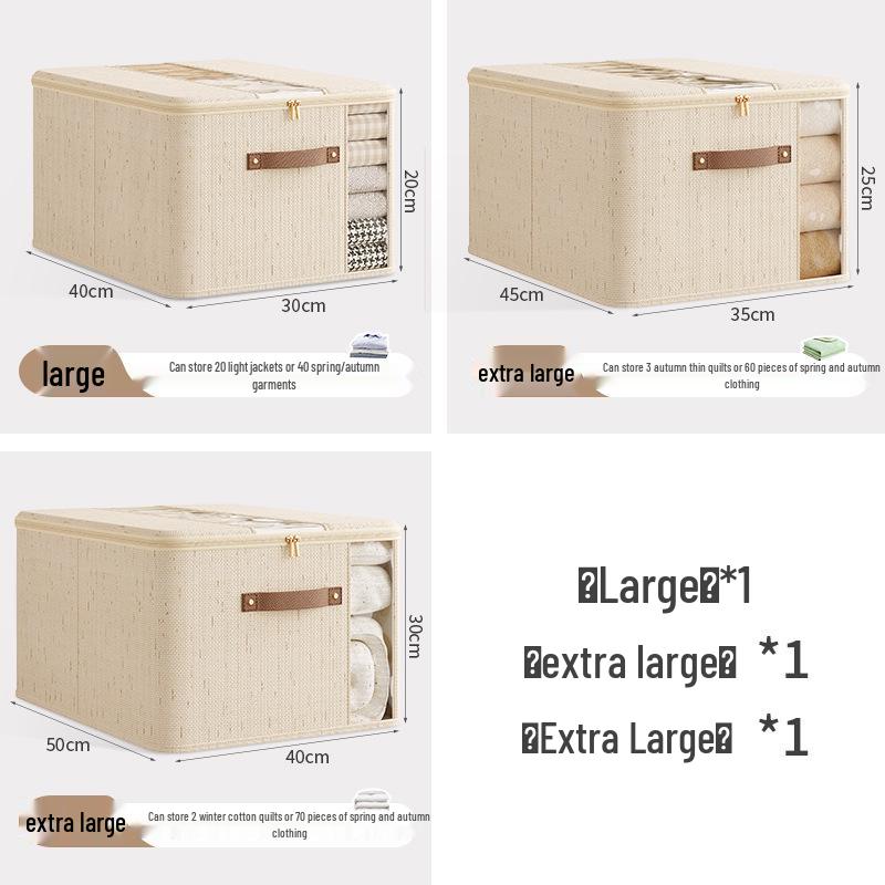 Tianshan Cotton & Linen Patchwork Extra-Large Quilt and Clothes Storage Box with Double Window