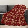 1pc Christmas Gingerbread Man & Dessert Pattern Throw Blanket, Festive Red Holiday Home Decor, Cozy Xmas Gift for Family