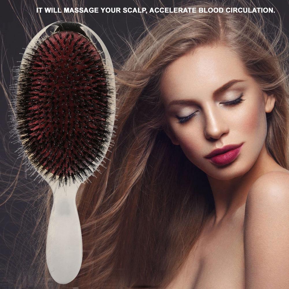 2 Colors Oval Nylon Bristle Hair Massage Comb Anti Static Scalp Hair Brush Silver