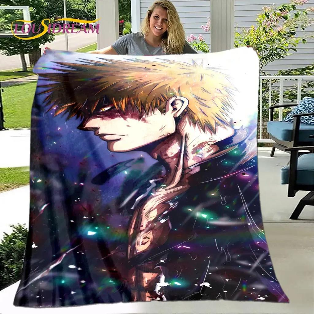 Bleach Anime Cartoon Plush Flannel Throw Blanket for Living Room Bedroom Bed Sofa Picnic Cover Kids Soft Cozy Warm