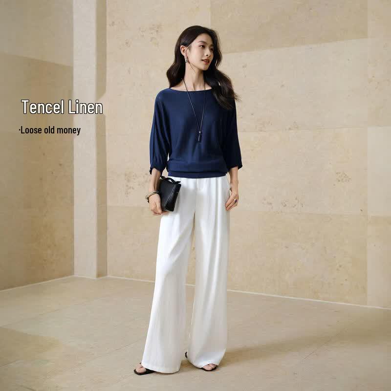 IHIMI Women s Lyocell Linen Knit Two-Piece Set M