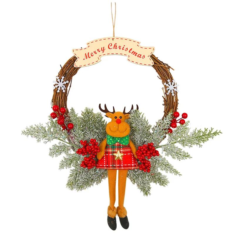 Ghirlanda di Natale Rami morti artificiali Ghirlande Appese Ghirlanda di foglie floreali per Capodanno Ornamenti di decorazione natalizia Navidad