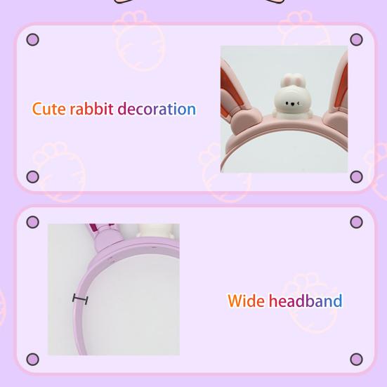 Bunny Ear Headband with Color-Changing Lights Rechargeable Movable Swinging Ears Hairband for Fun