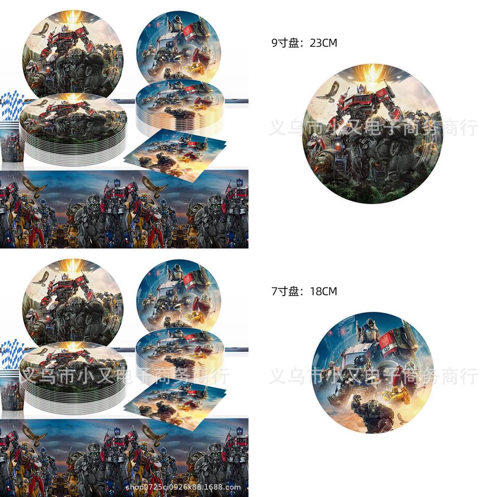 Neuankömmling Transformers Themenpartyzubehör Dekorieren Sie Ihre Party mit Plastiktellern, Papierservietten und Tischdecke