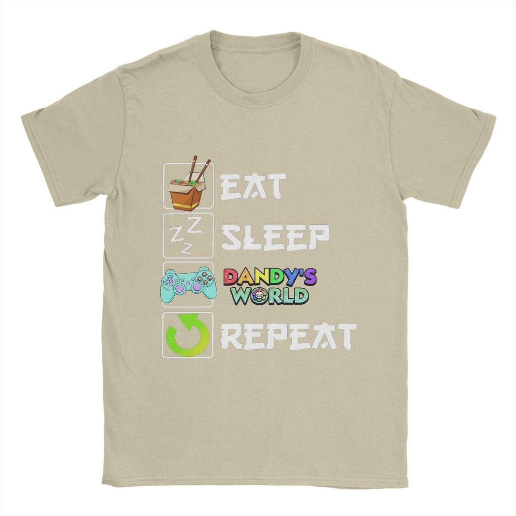 Funny Eat Sleep Dandys World  T-Shirt for Men Round Collar Pure Cotton T Shirts Spruki Short Sleeve Tees Adult Tops