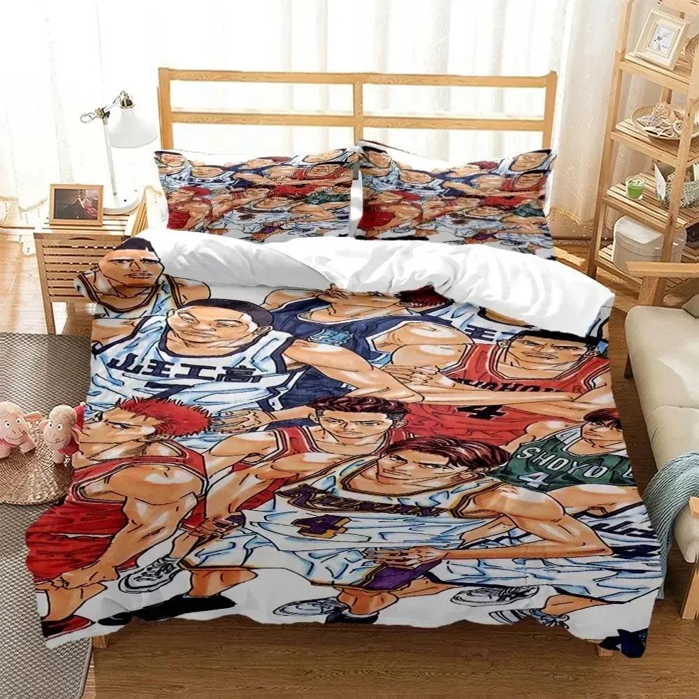 Anime Slam Dunk Cartoon Bedding Set Boys Girls Twin Queen Size Duvet Cover Pillowcase Bed Kids Adult Fashion Home Textile