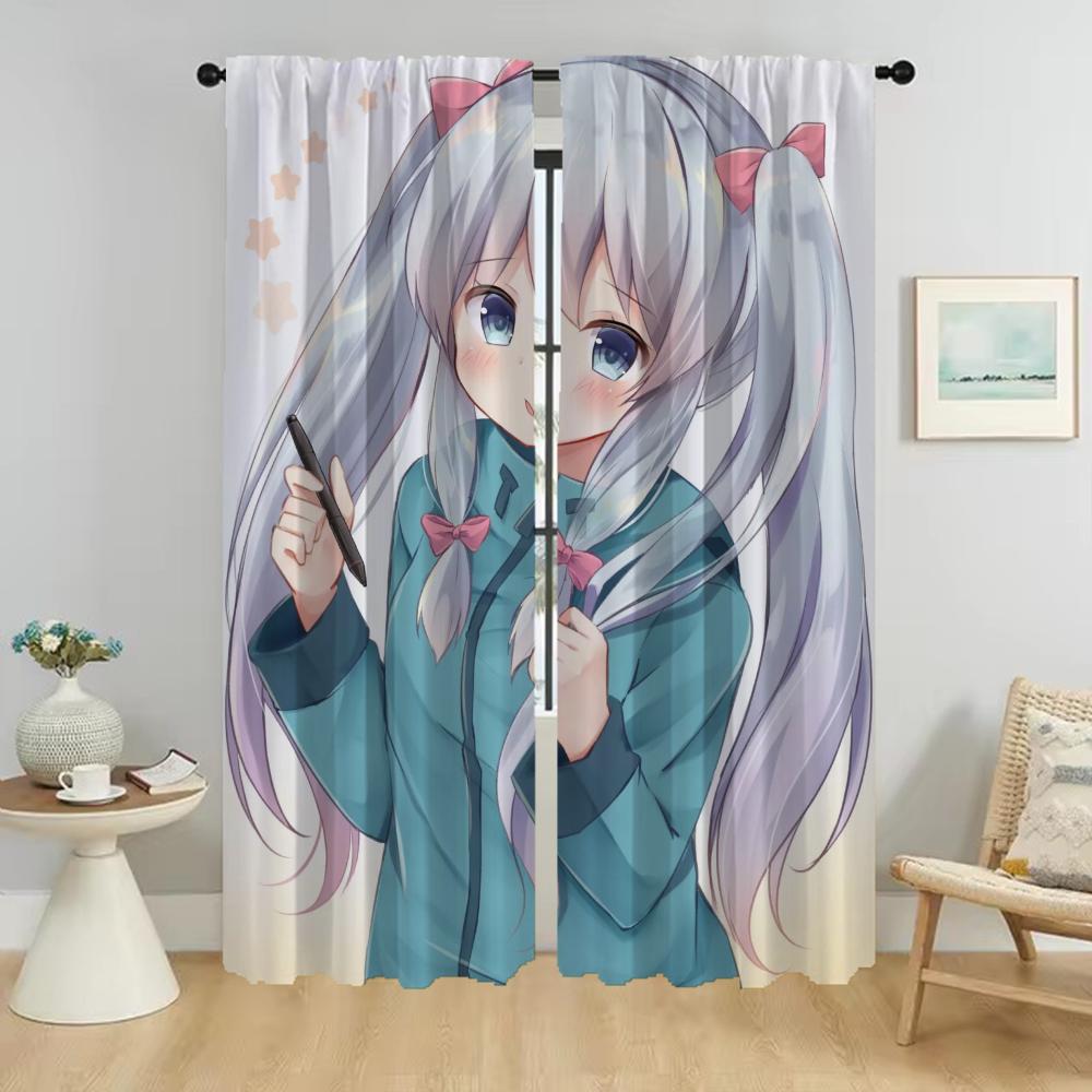 Eromanga Sensei Elegant Room Curtains 2 Pieces Shades Blackout Curtain Modern Living Room Curtains for Camera Tulle for Bedroom