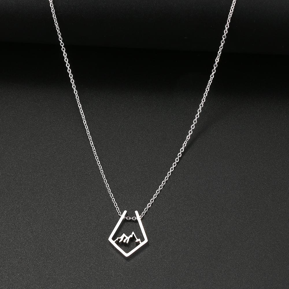 

Stainless Steel Necklaces Irregular Mountain Peak Pendant Chain Collar Charm Fashion Necklace For Women Jewelry Party Men Gifts 45cm
